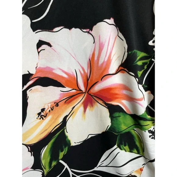 Joseph Ribkoff Womens 14 Large Sleeveless Floral Tank Top Tropical Hibiscus Luxu - Picture 2 of 7